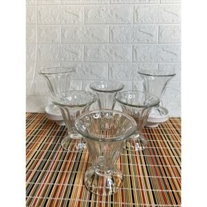 Vintage Set of 6 Tulip Sundae Parfait Glasses – Fluted Edge – Pedestal Base